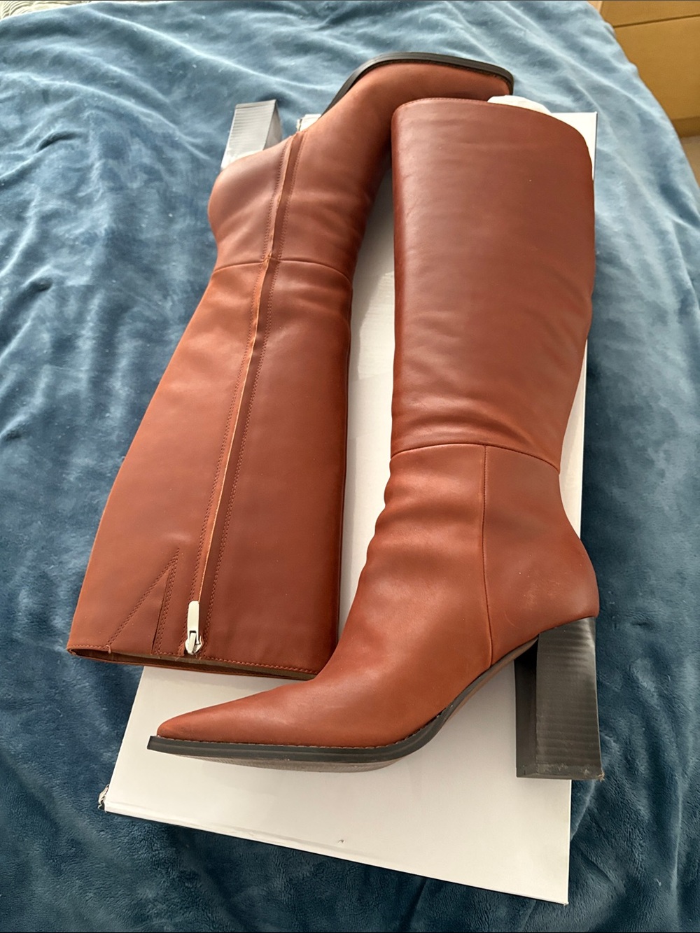 Nine West Tall Chestnut Brown Leather Over-the-Knee Boots